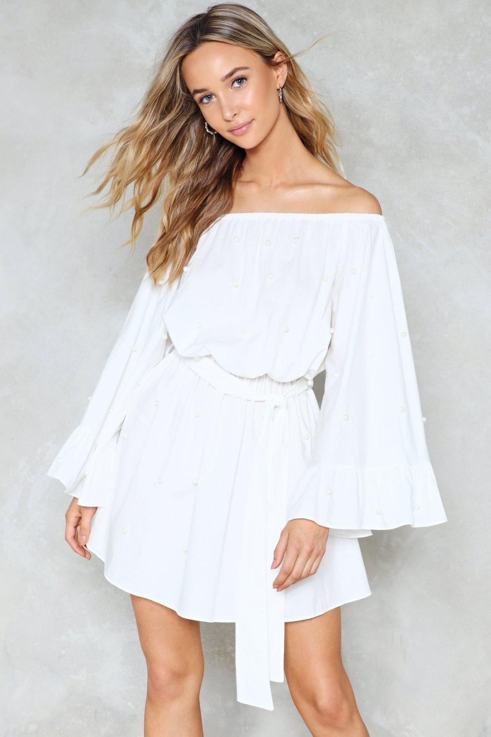 nasty gal white off the shoulder dress