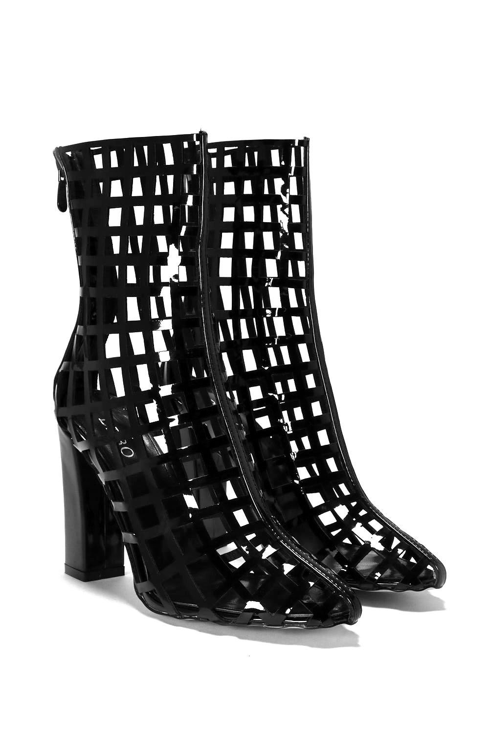 Caged store bootie heels