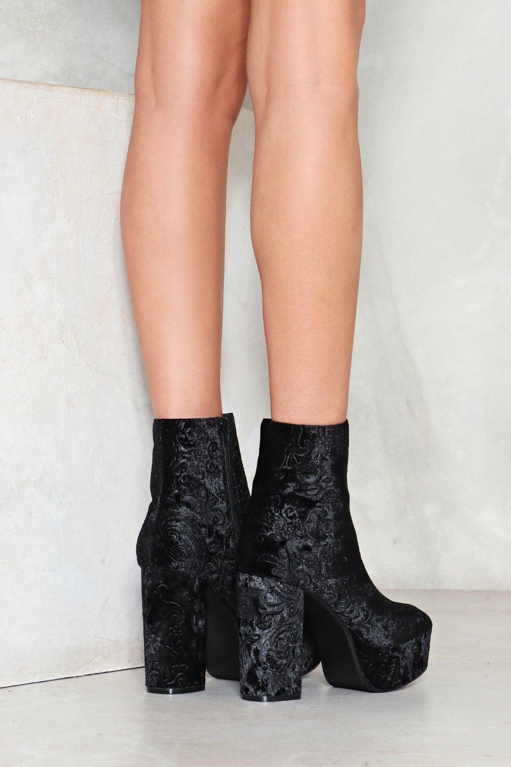 Velvet platform boots sale