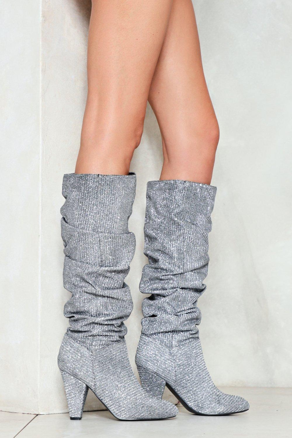 silver sparkly booties