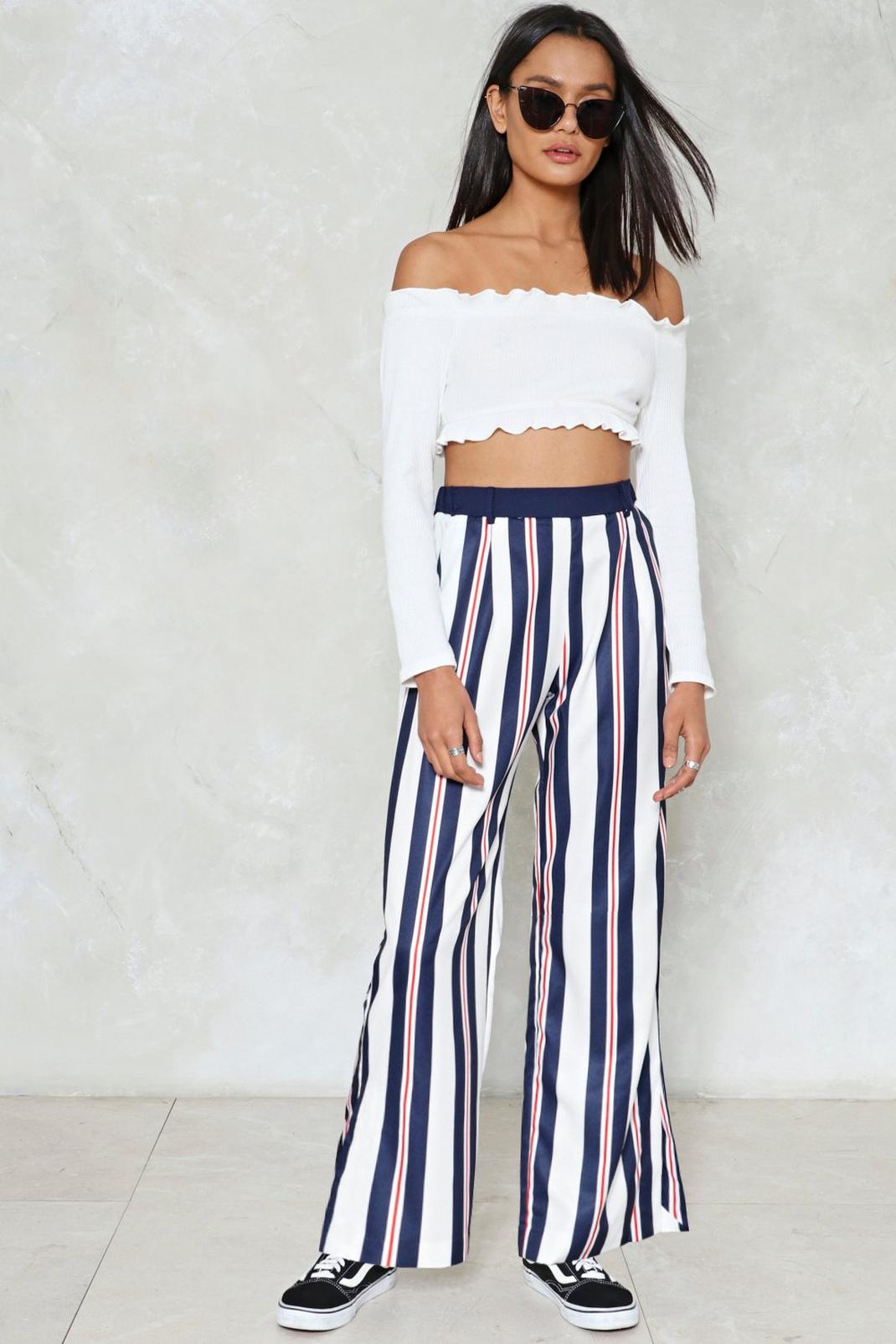 Navy Don't Think Twice Striped Pants image number 1