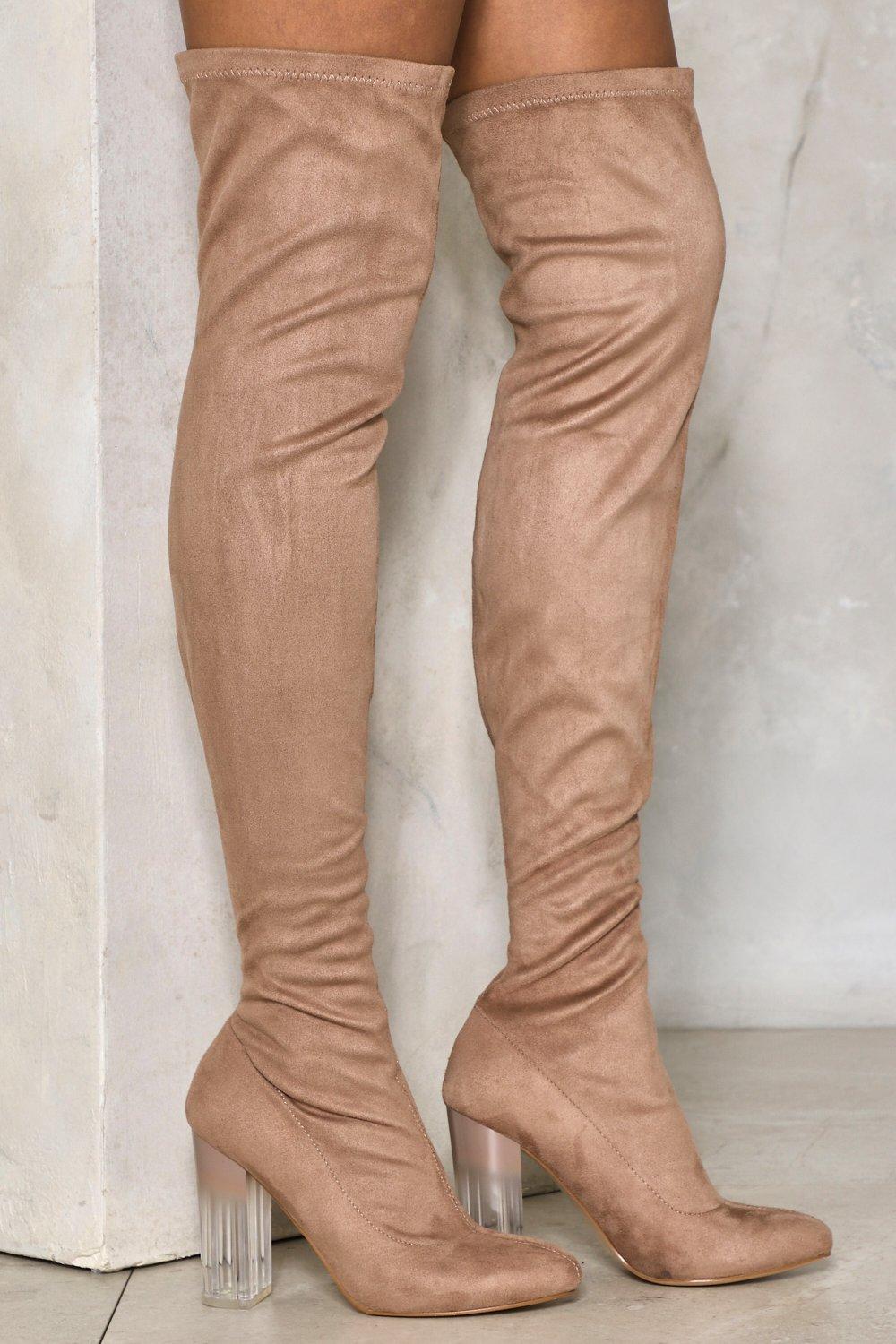 Clear over the knee boots best sale