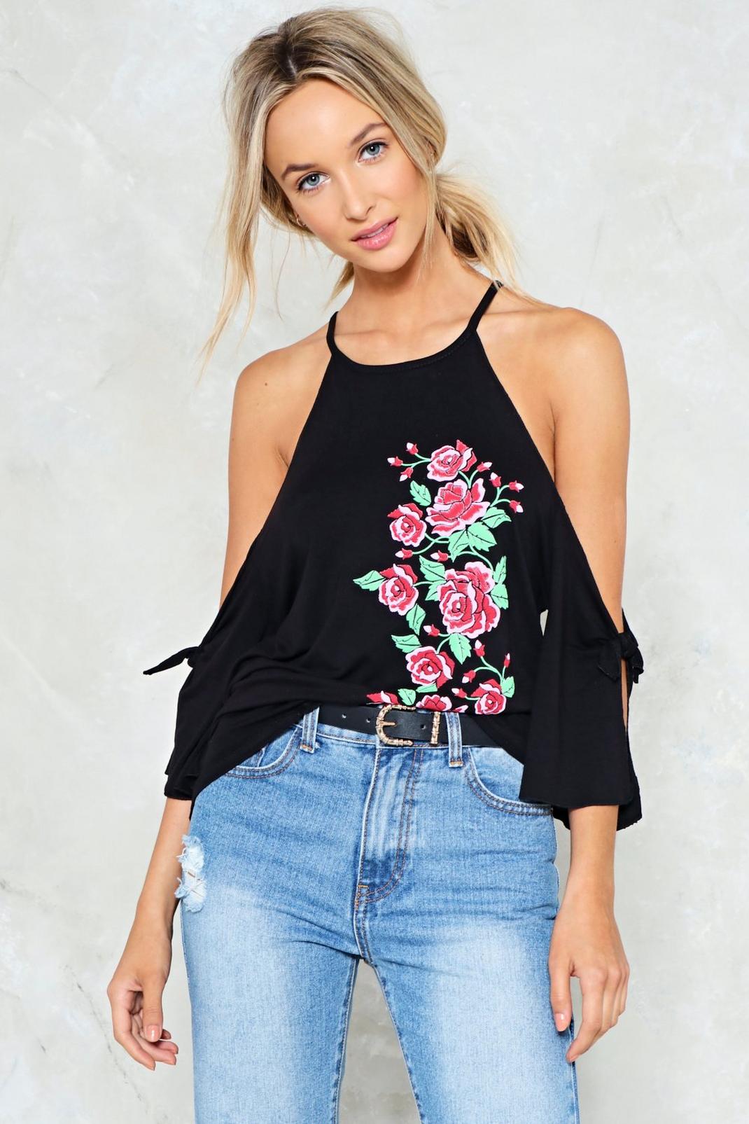 You Are the Flower Cold Shoulder Top image number 1