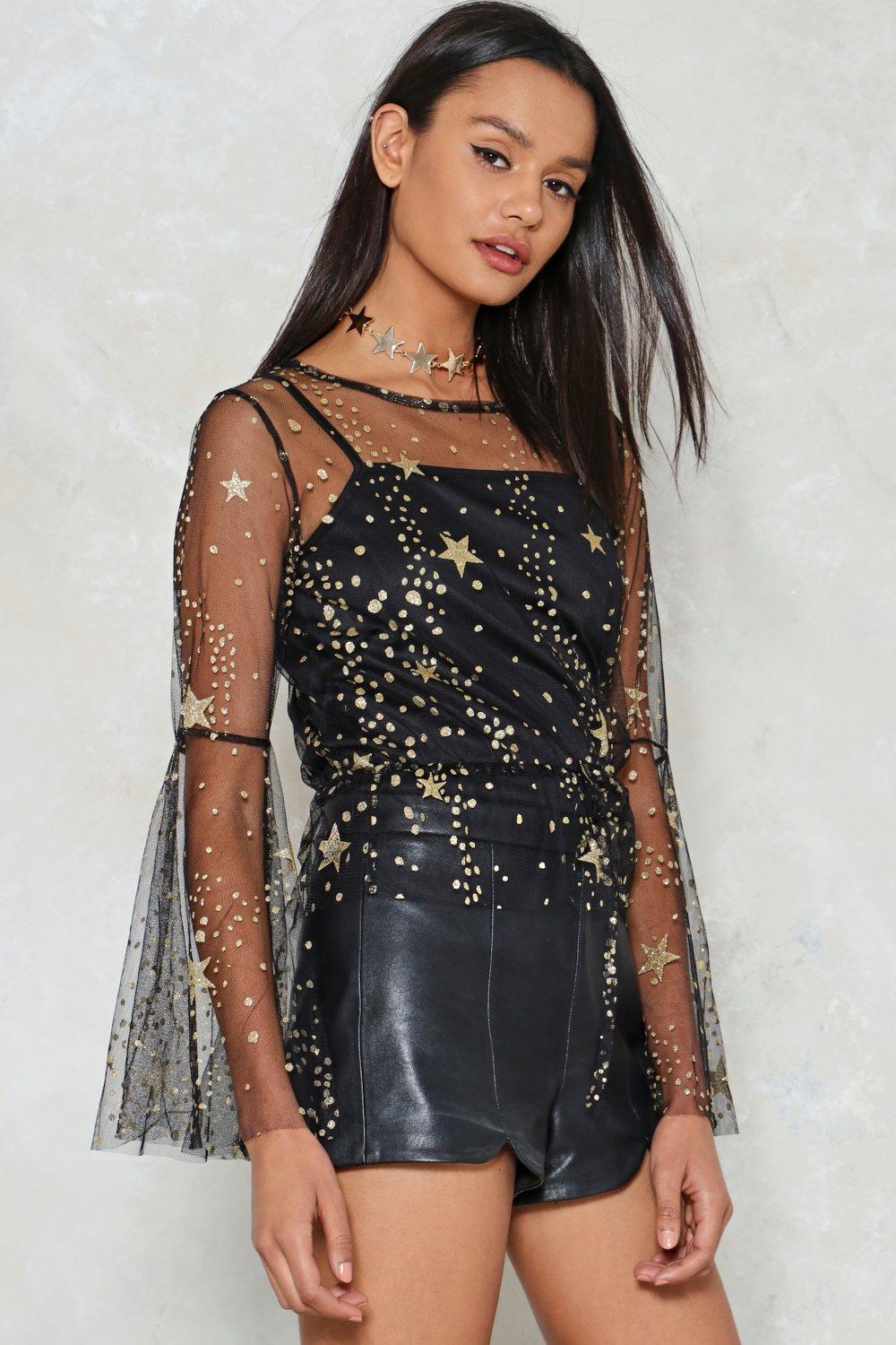 sheer top with stars