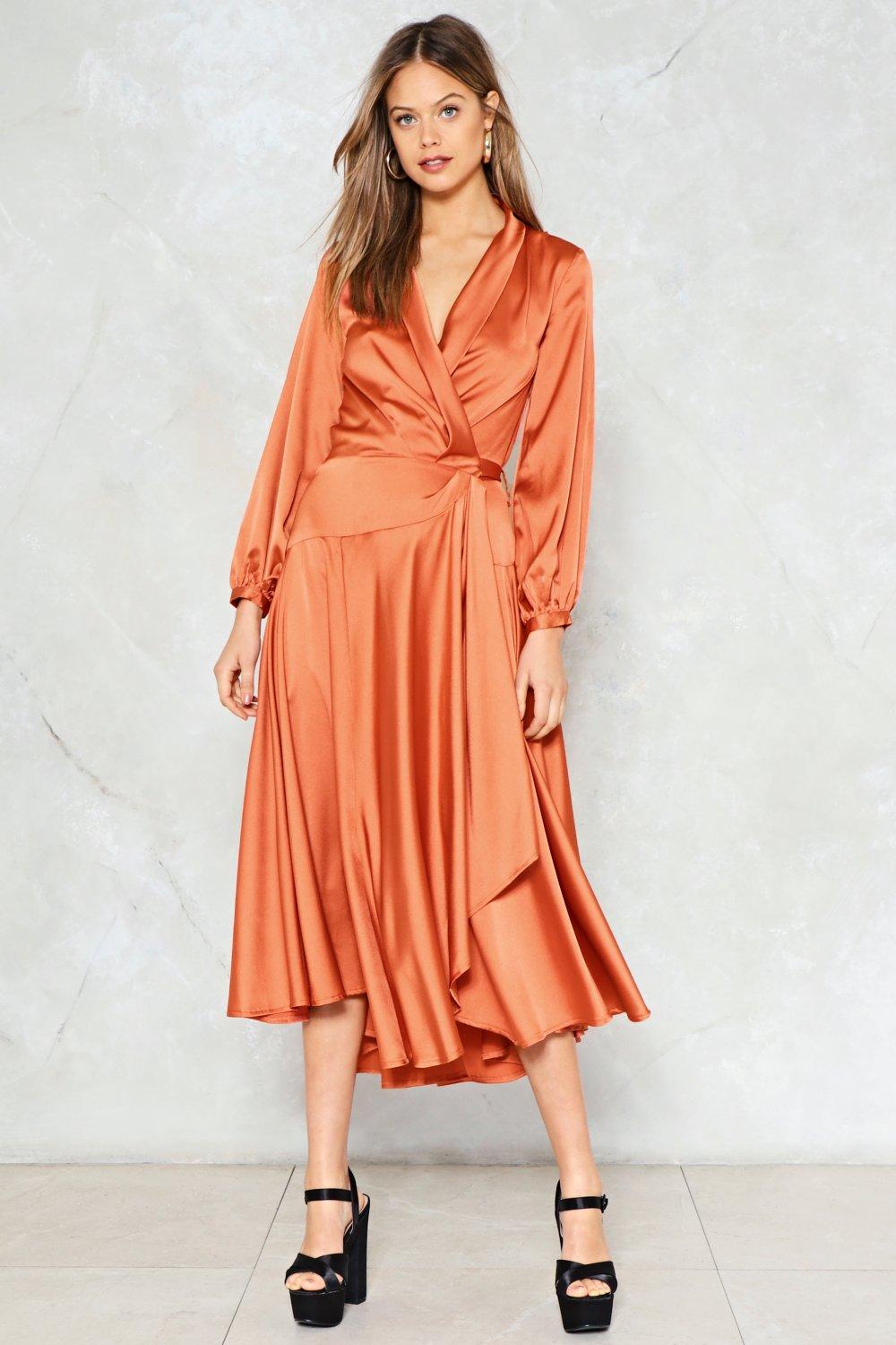 satin copper dress