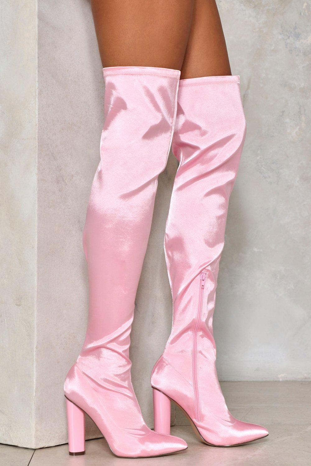 pink knee high heels