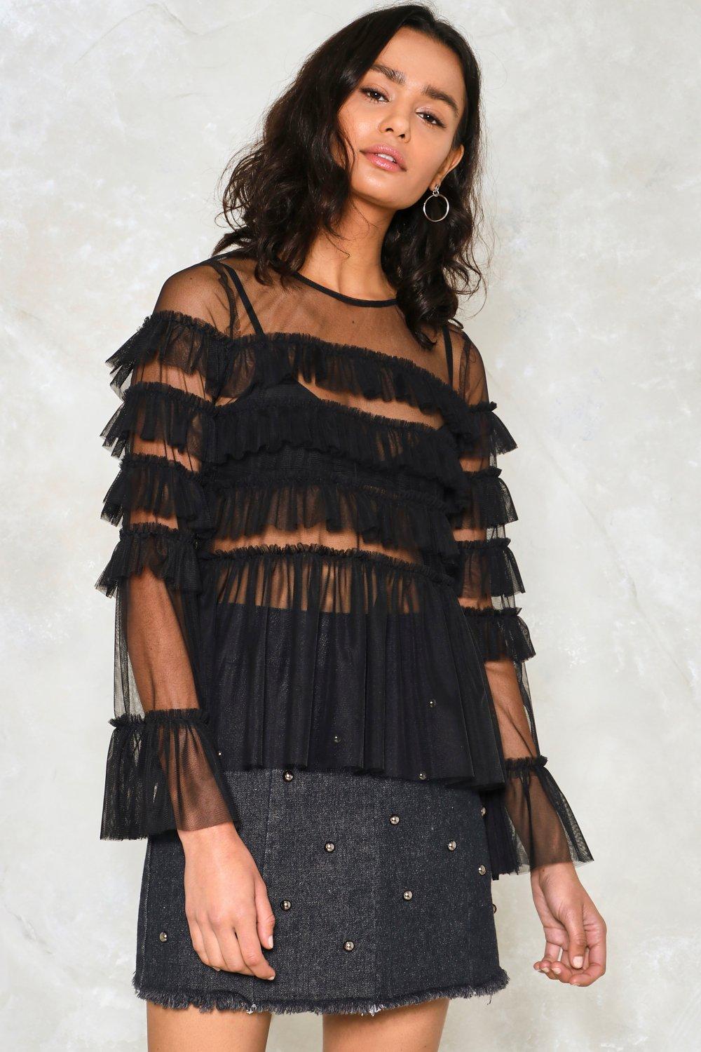 mesh ruffle top