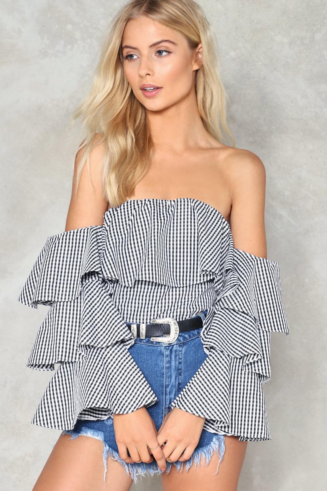 Hold Back the Tiers Gingham Top image number 1