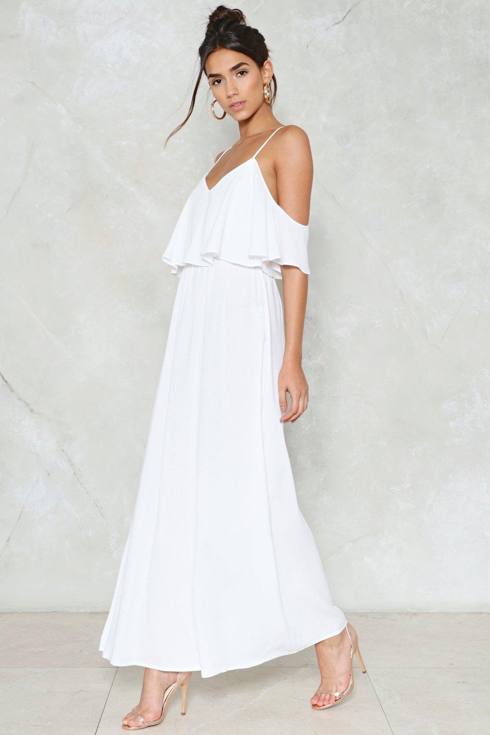 White cold clearance shoulder maxi dress