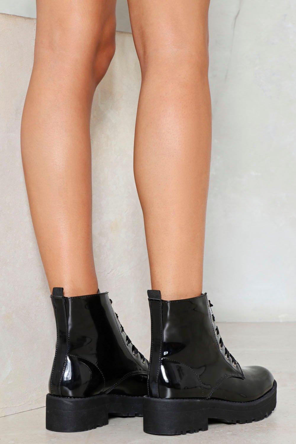 Faux leather work boots hotsell