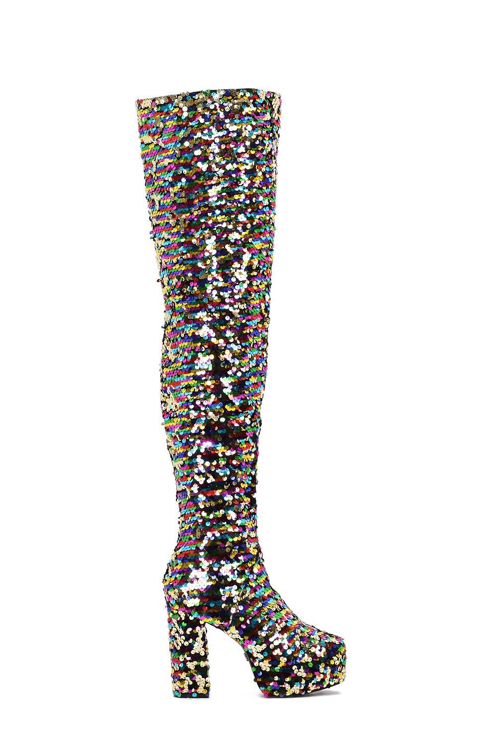 Sequin boots thigh on sale high