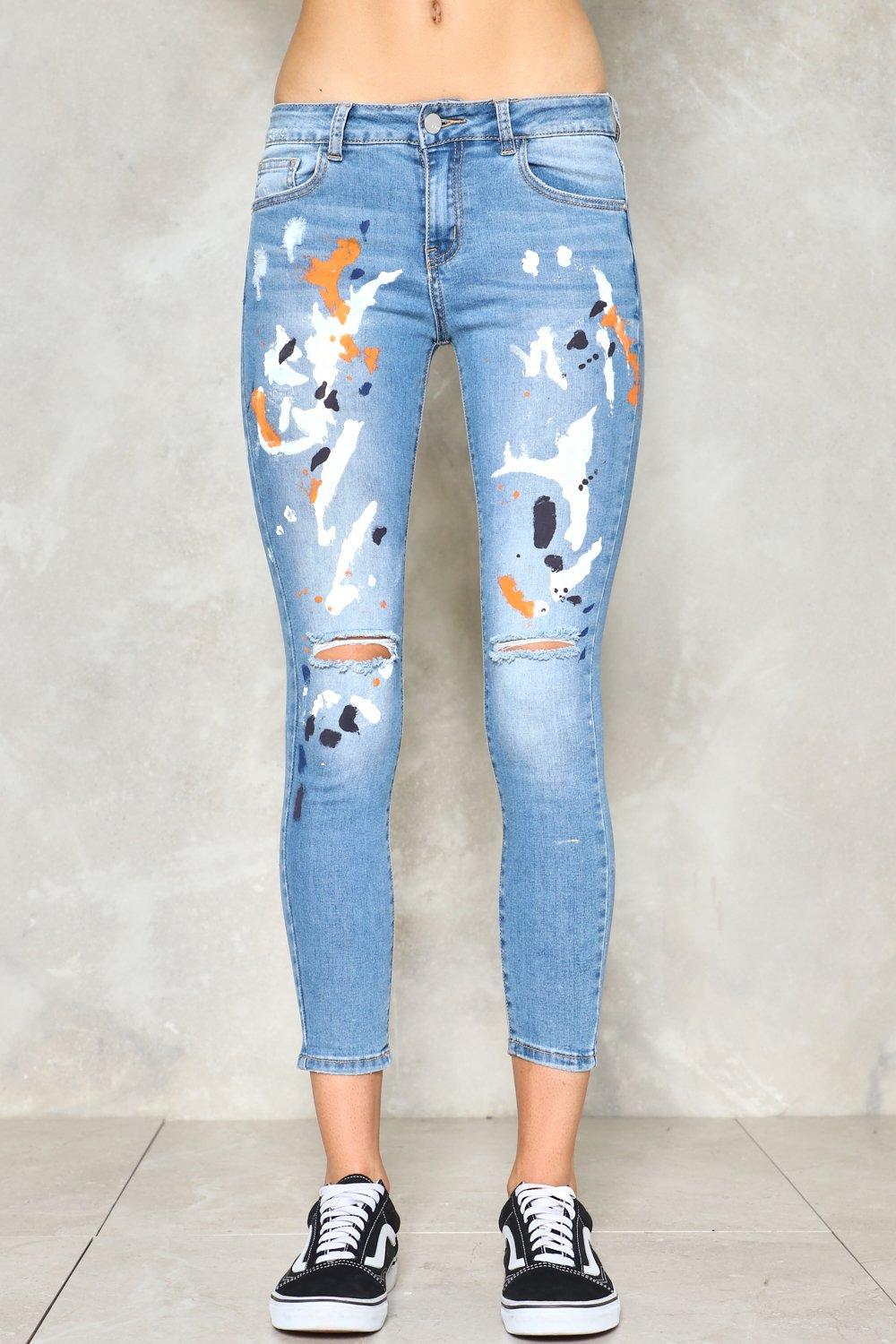 Painted skinny hot sale jeans