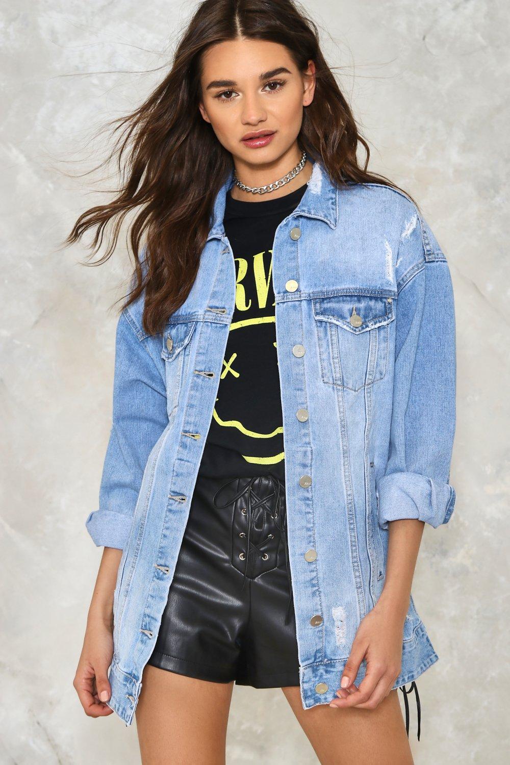 long oversized denim jacket