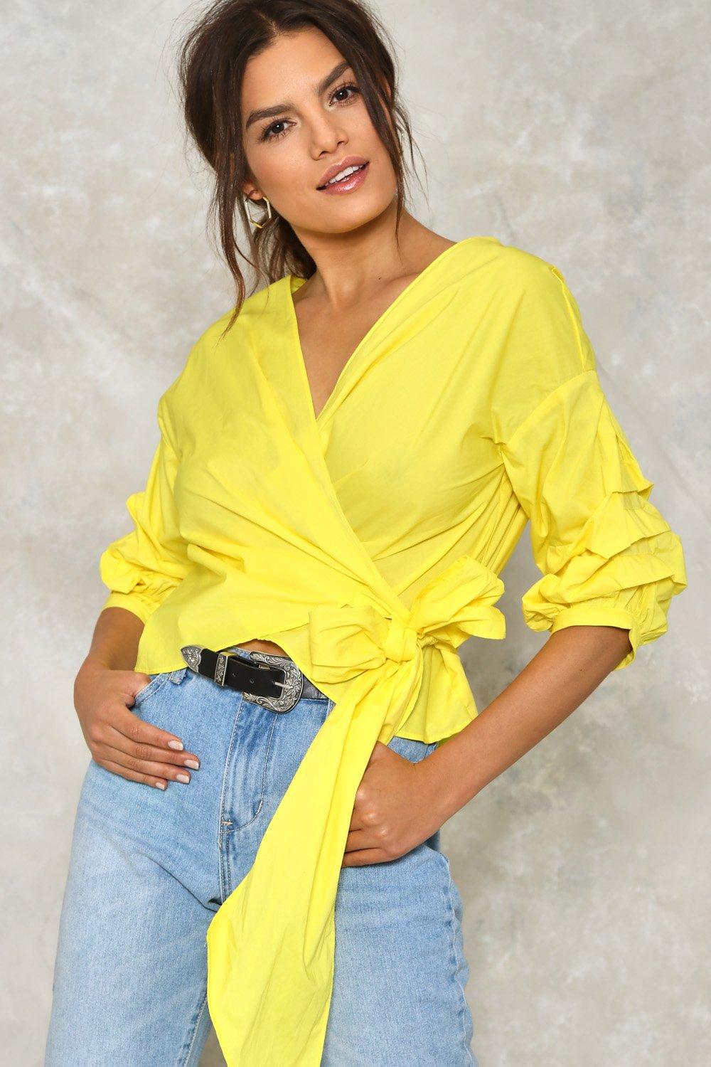 yellow wrap shirt