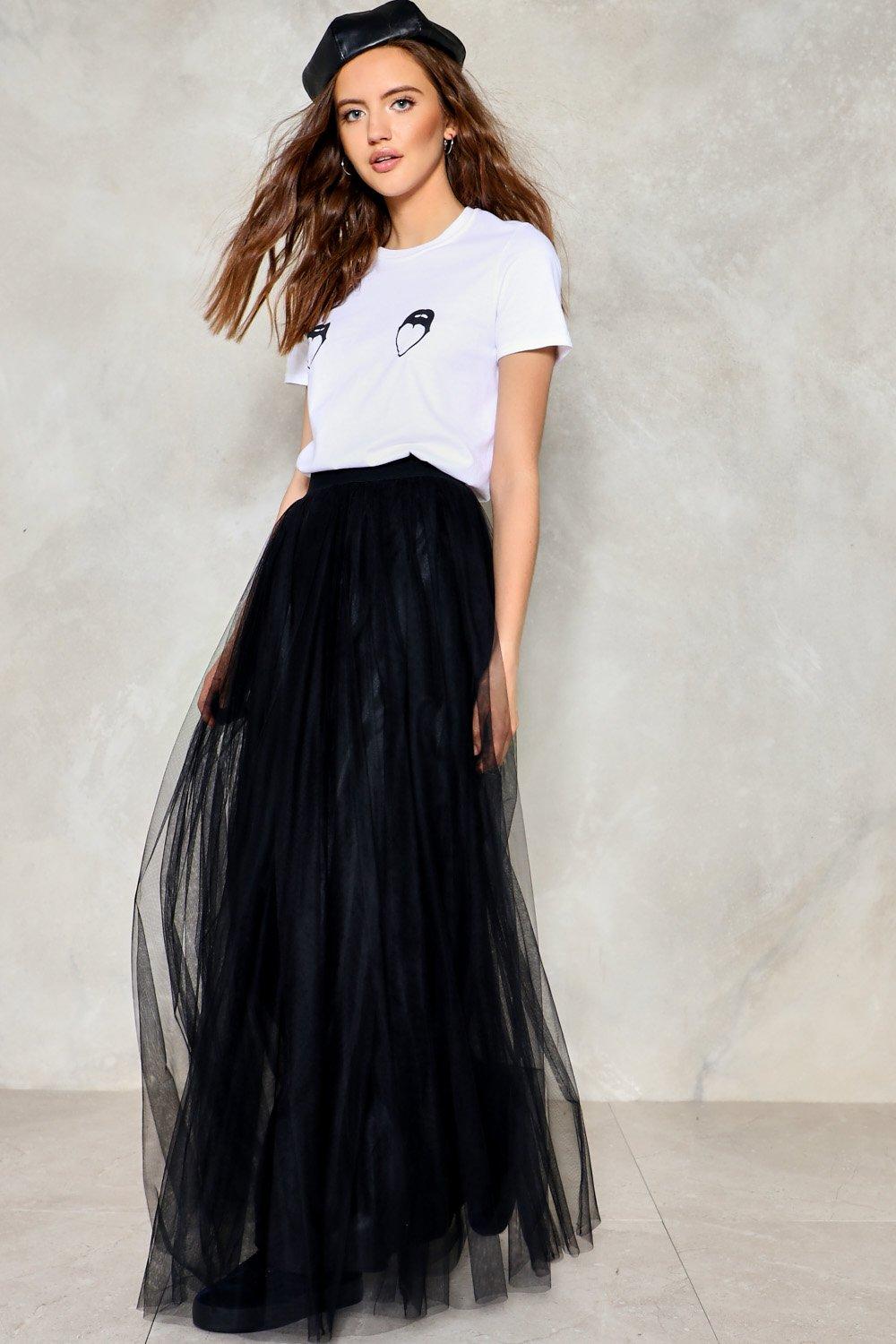 black tulle maxi skirt