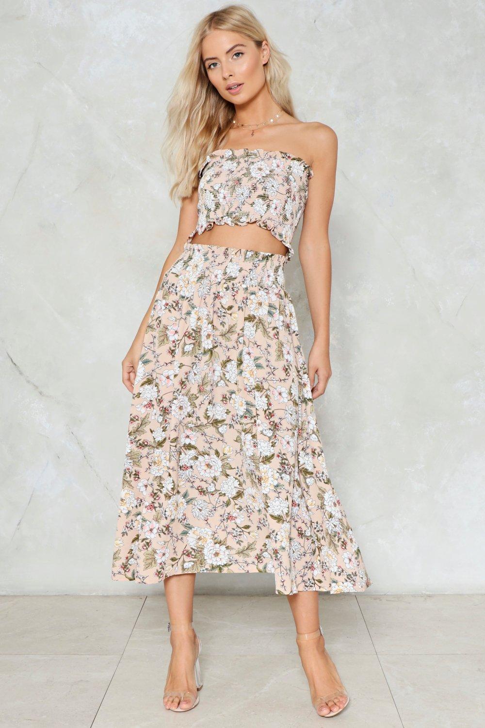 floral skirt and top