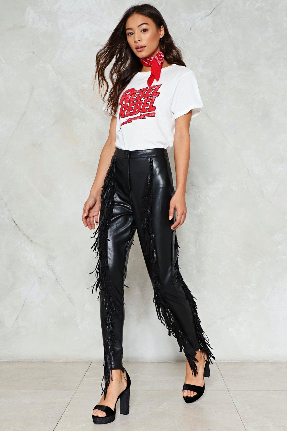 fringe leather pants