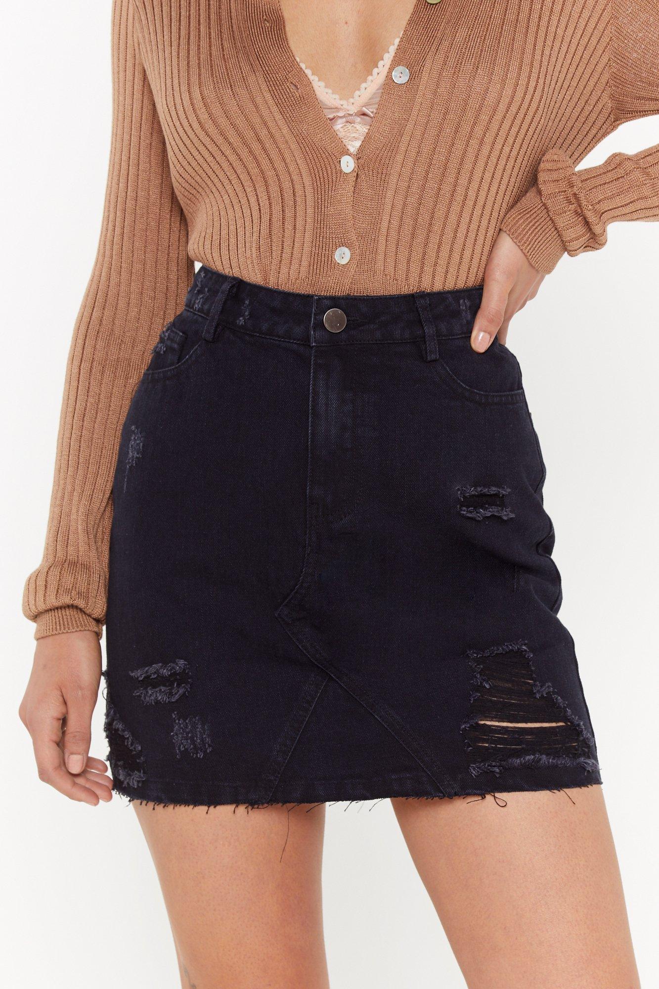 Black denim clearance skirt nasty gal