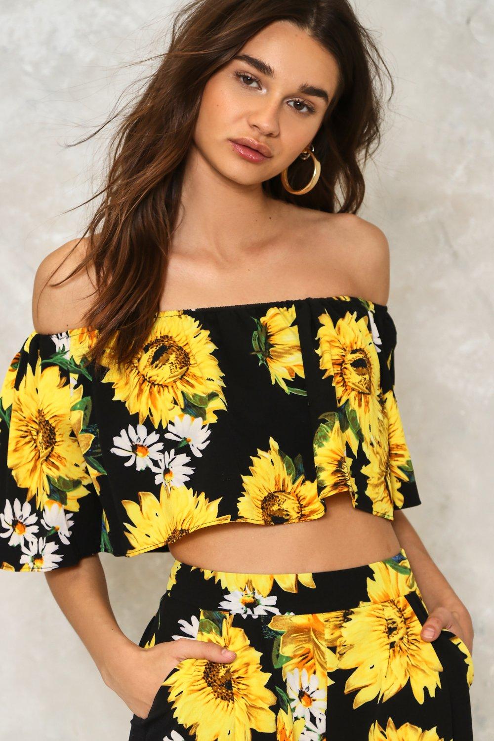 yellow flower crop top