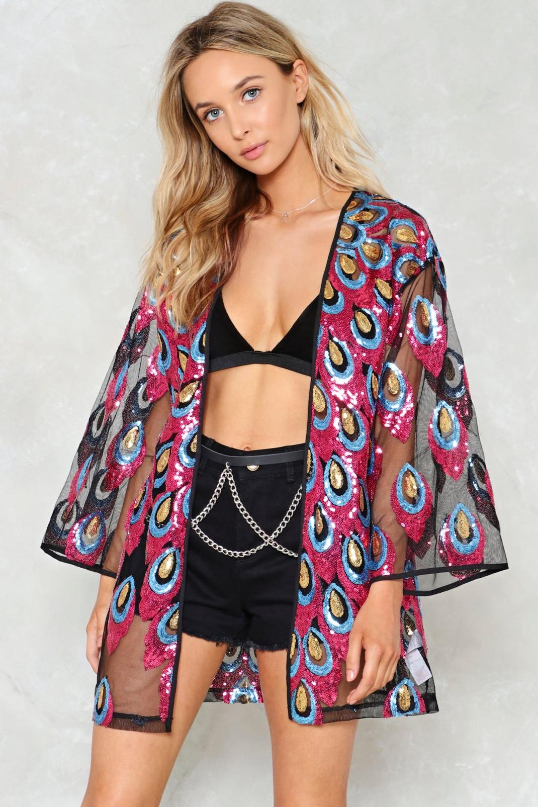 Pink Ridin' High Sequin Kimono image number 1