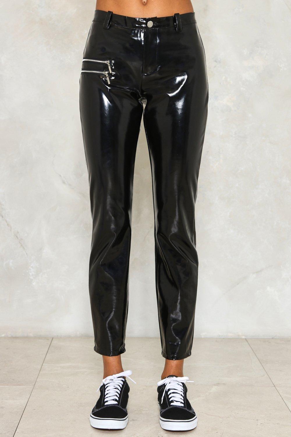 FAUX LEATHER DOUBLE FLY PANT