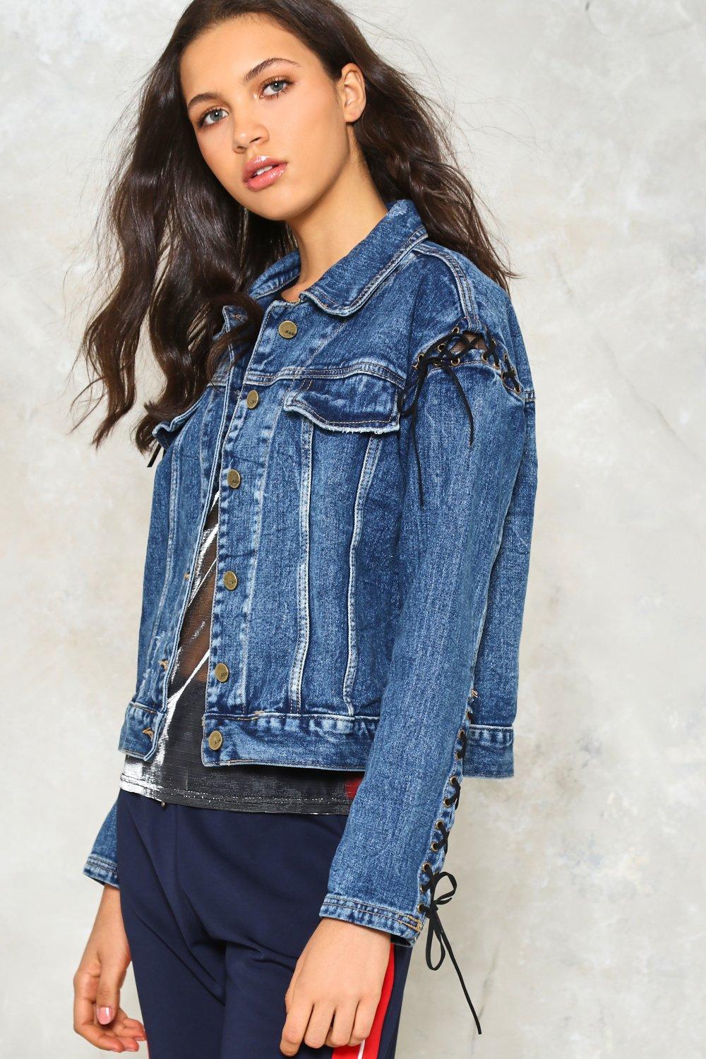 Lace up hotsell denim jacket