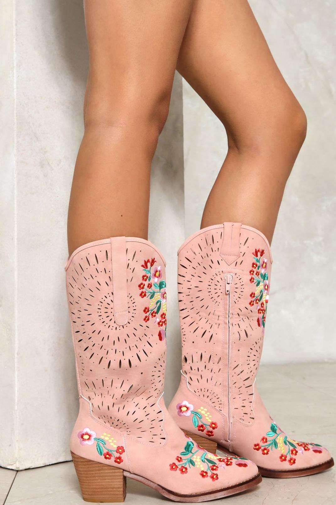 Wild West Floral Cowboy Boots, Pink image number 1