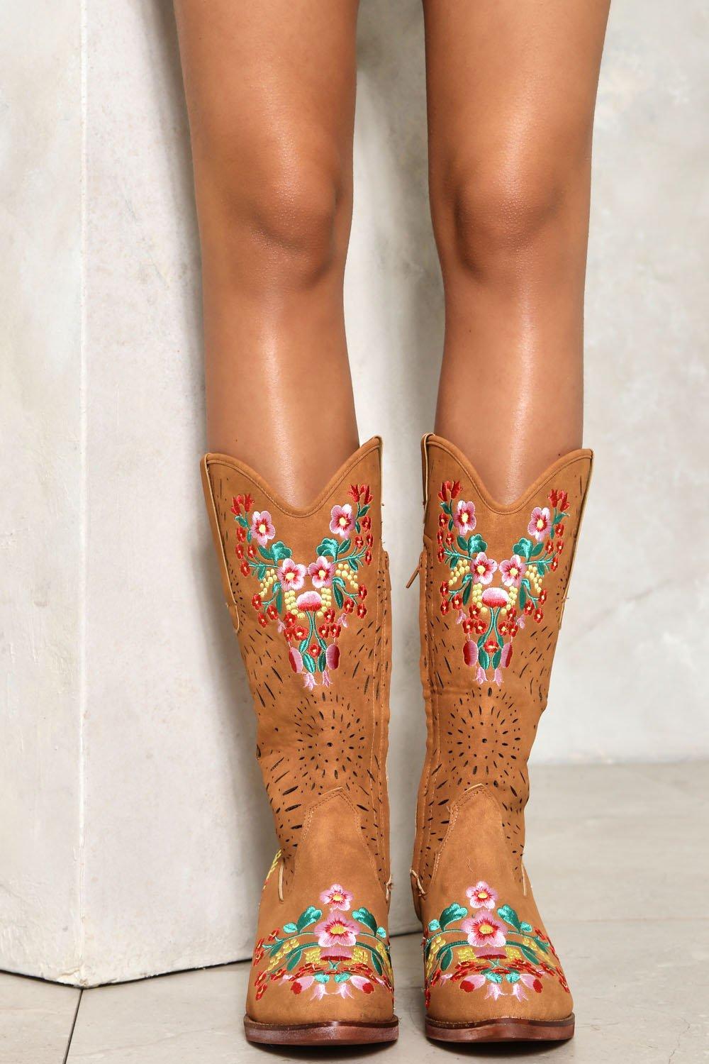 Patterned store cowboy boots