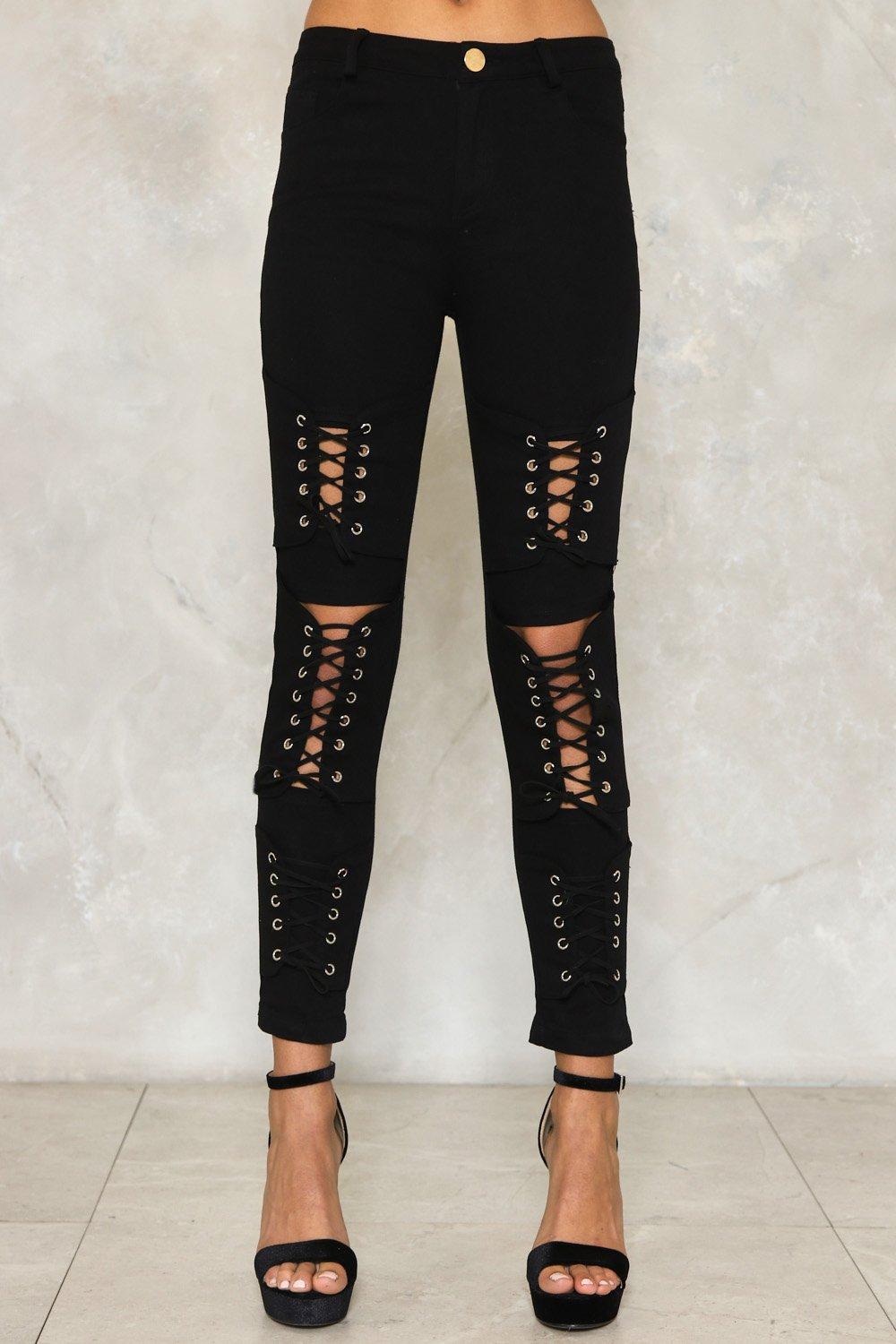 Lace up skinny jeans best sale