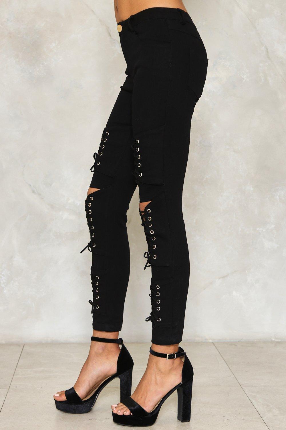 All the Tight Moves Lace Up Skinny Jeans Nasty Gal