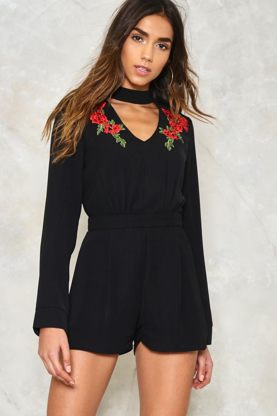 Rose to the Occasion Embroidered Romper image number 1