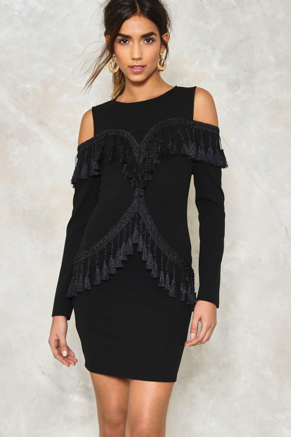 tassle black dress