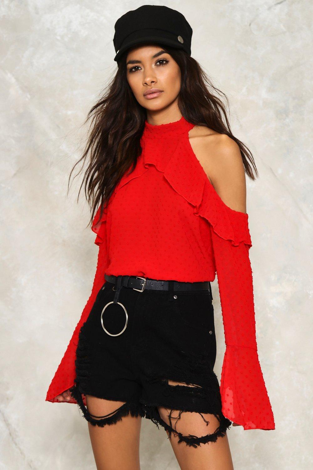 cold shoulder ruffle