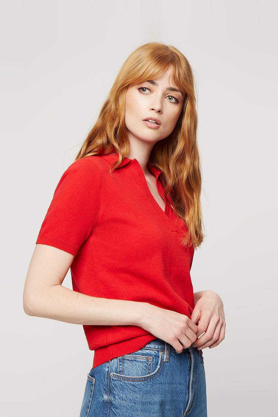 Red Polo Neck Tee image number 1
