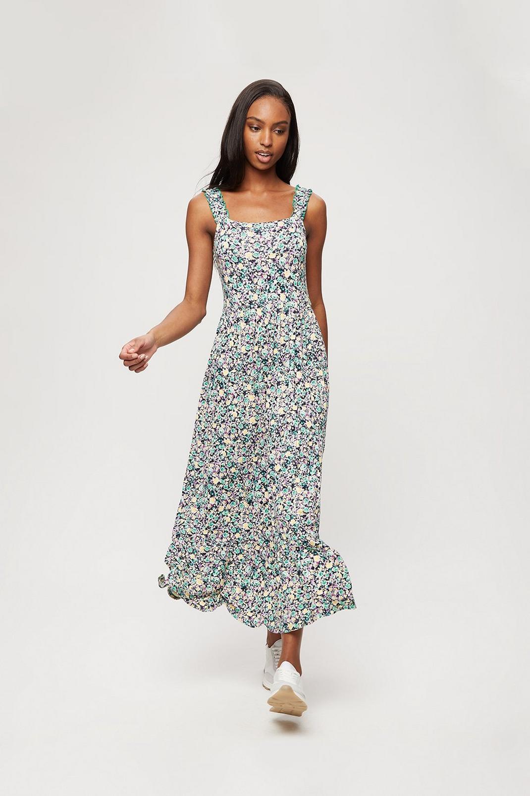 Purple Ditsy Floral Strappy Tiered Maxi | Dorothy Perkins UK