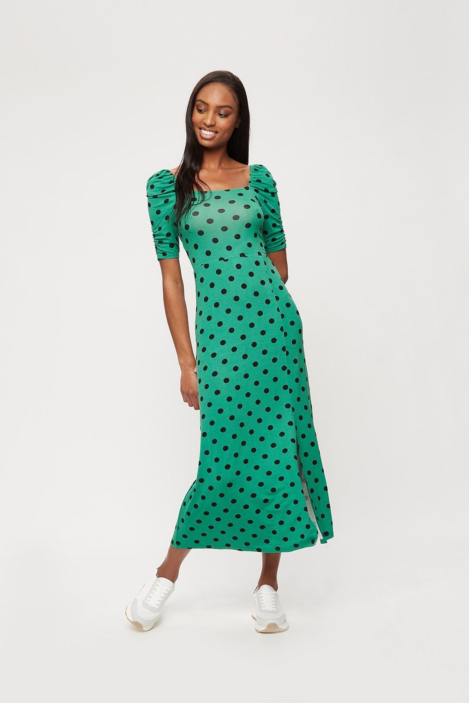 joules green spot dress