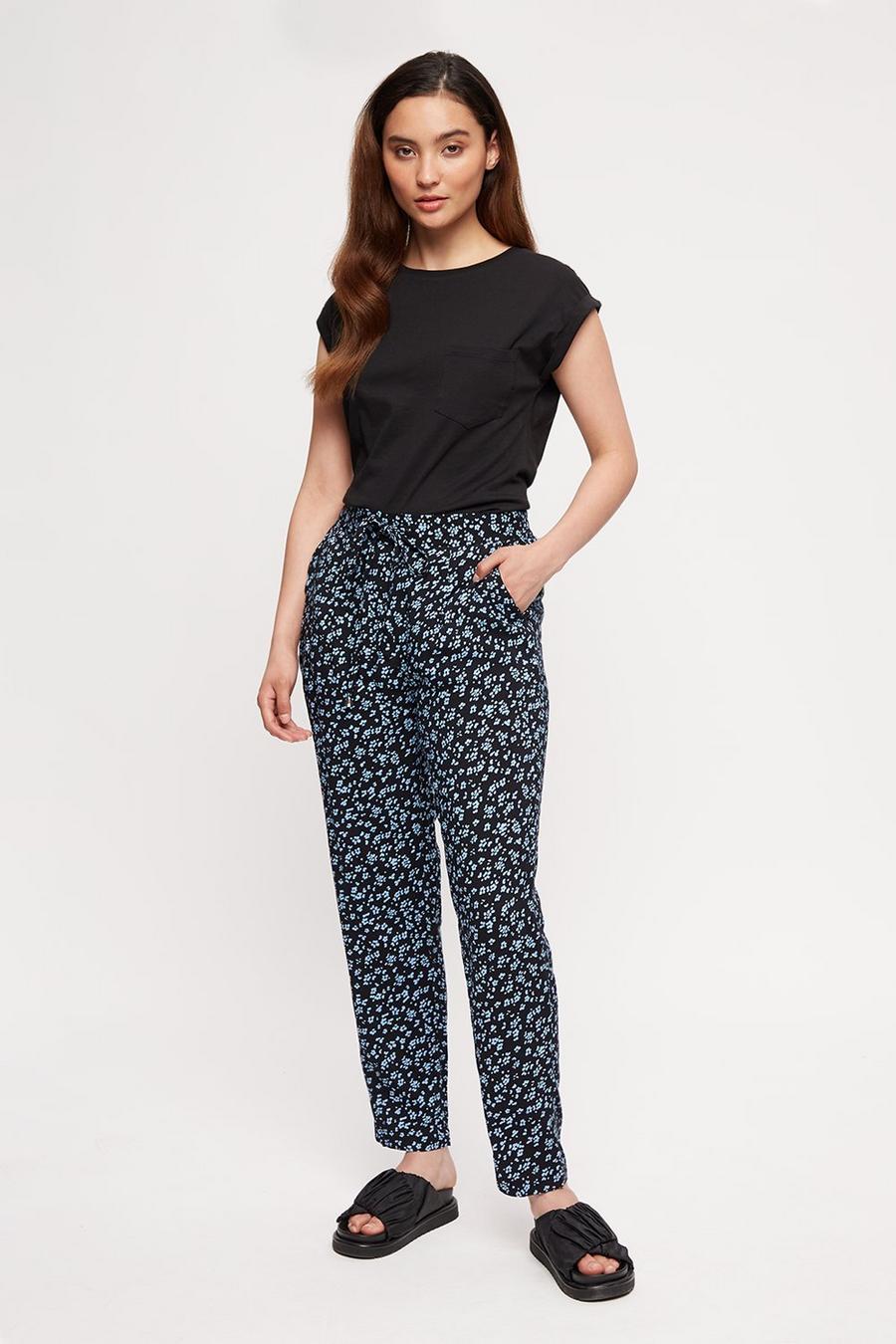 Petite Navy Ditsy Floral Joggers 