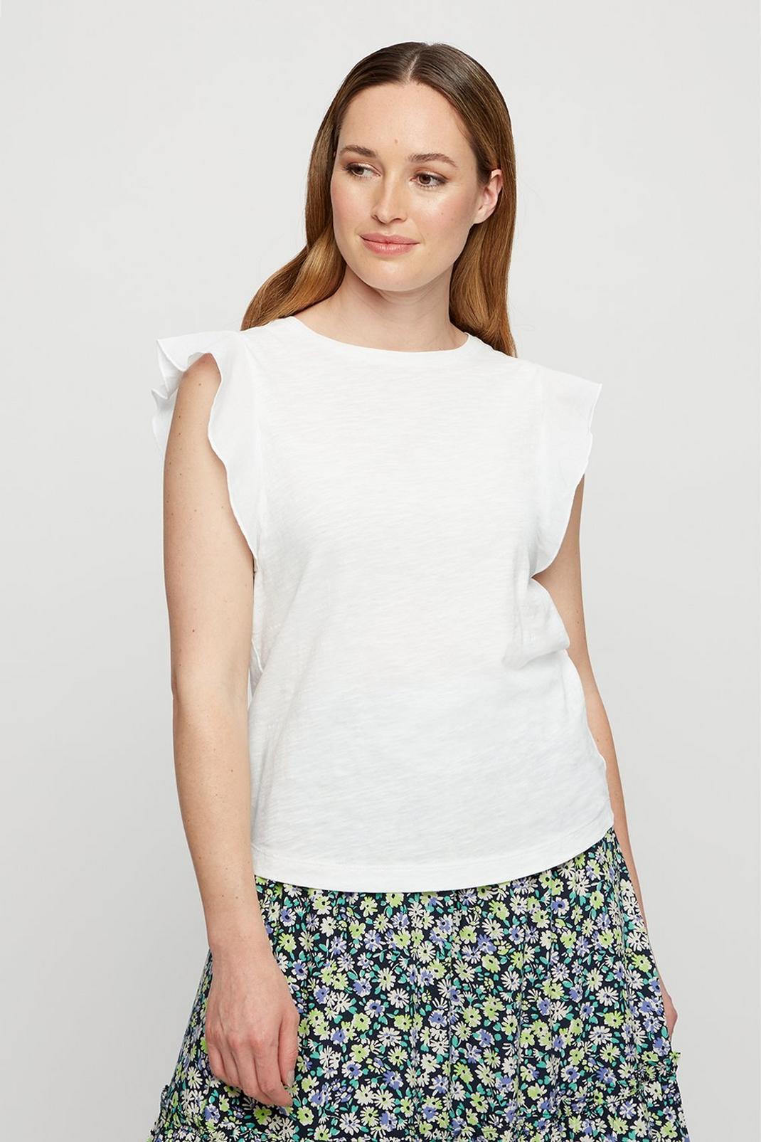 White Cotton Frill Top image number 1