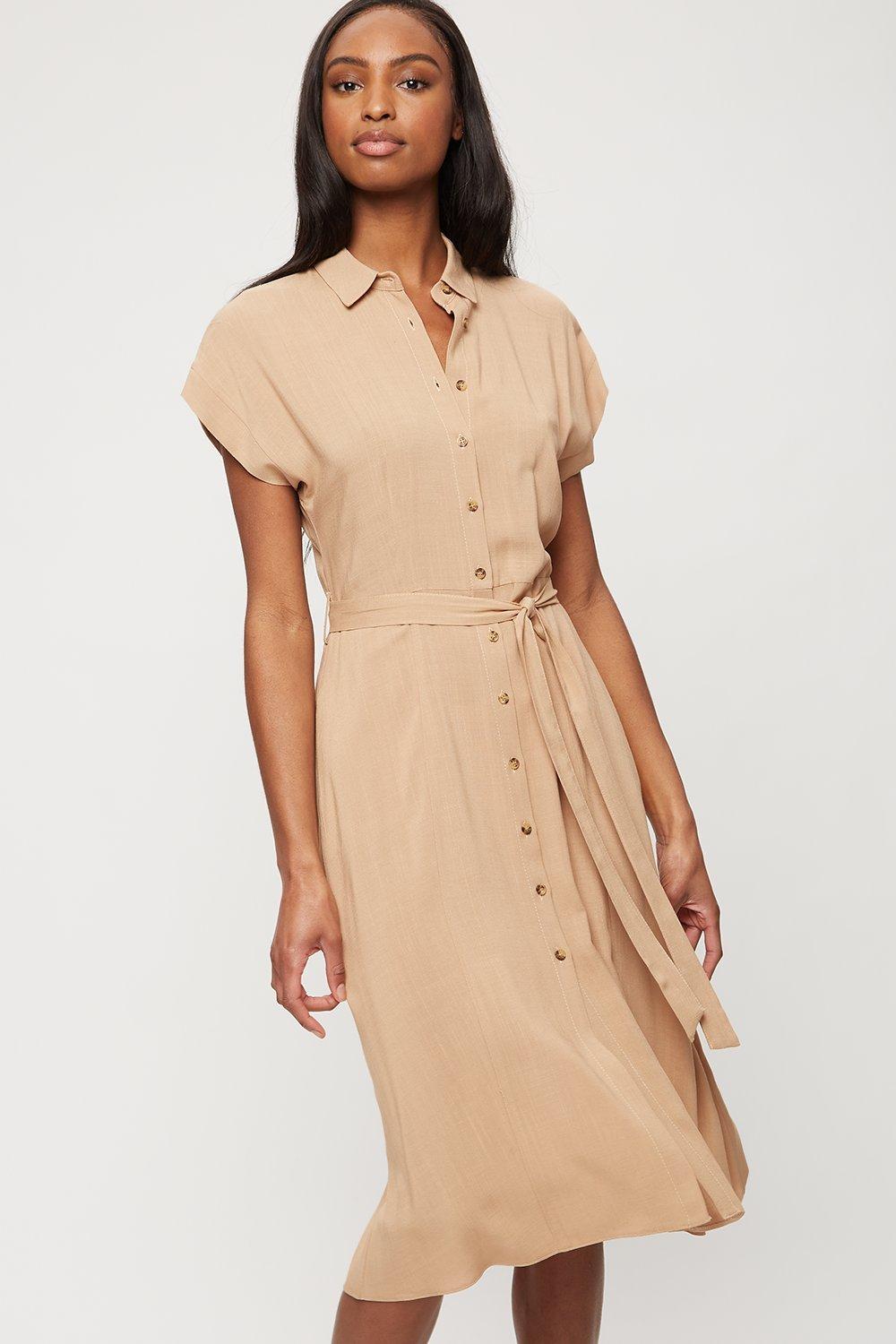 short sleeve shirt dress midi