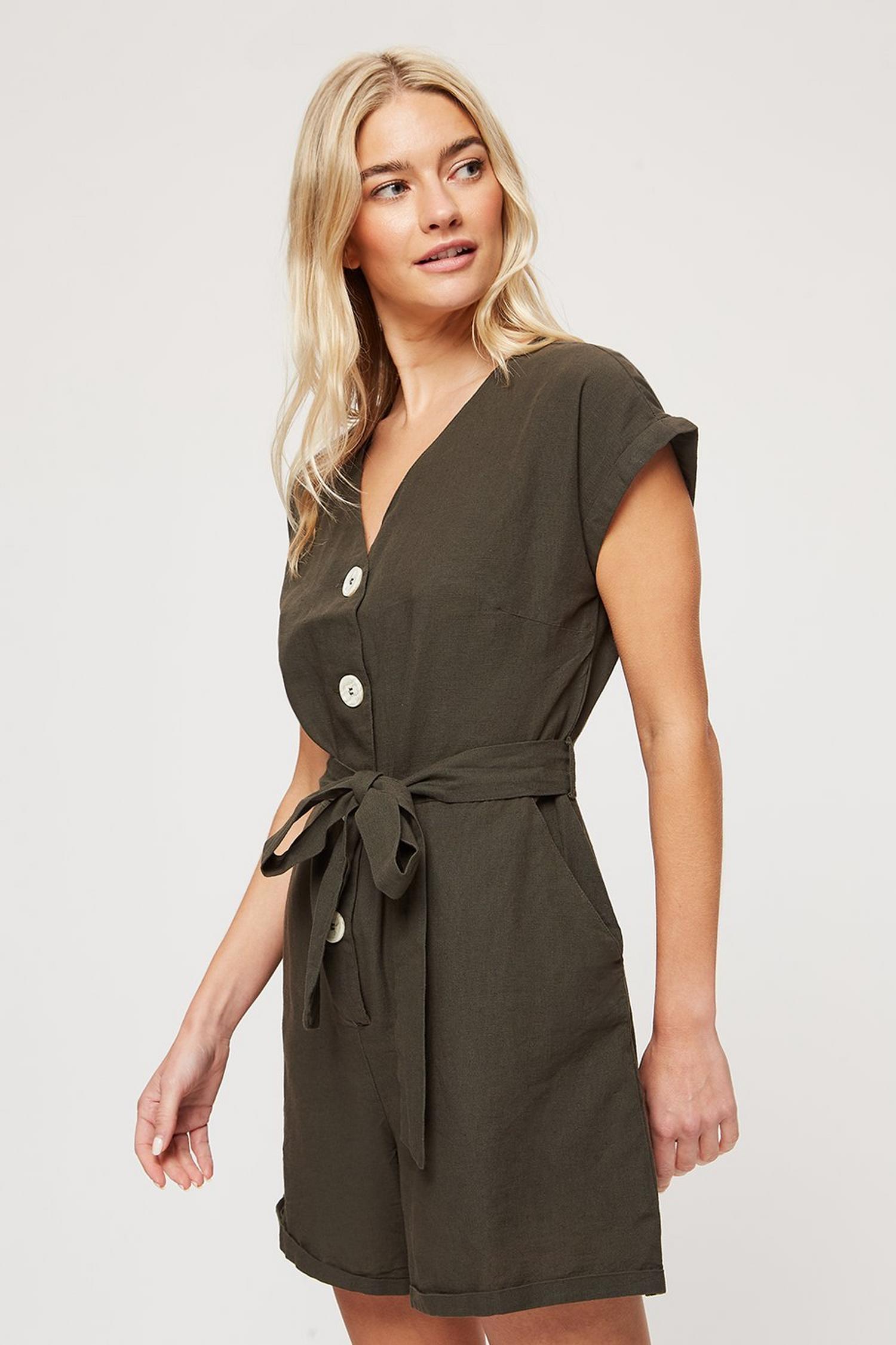 Khaki Playsuit | Dorothy Perkins UK