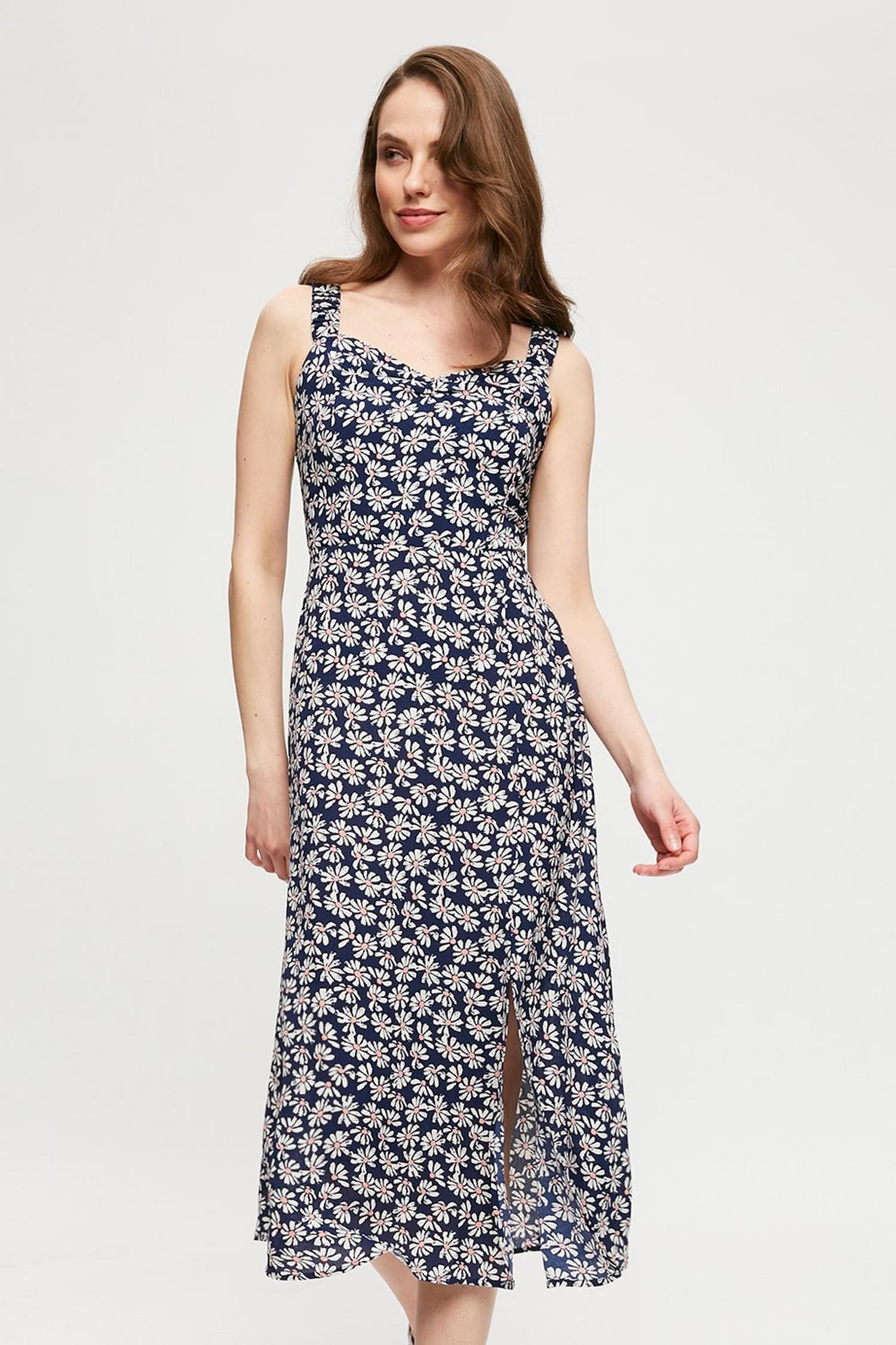 Navy Daisy Ruched Strappy Midi Dress | Dorothy Perkins UK