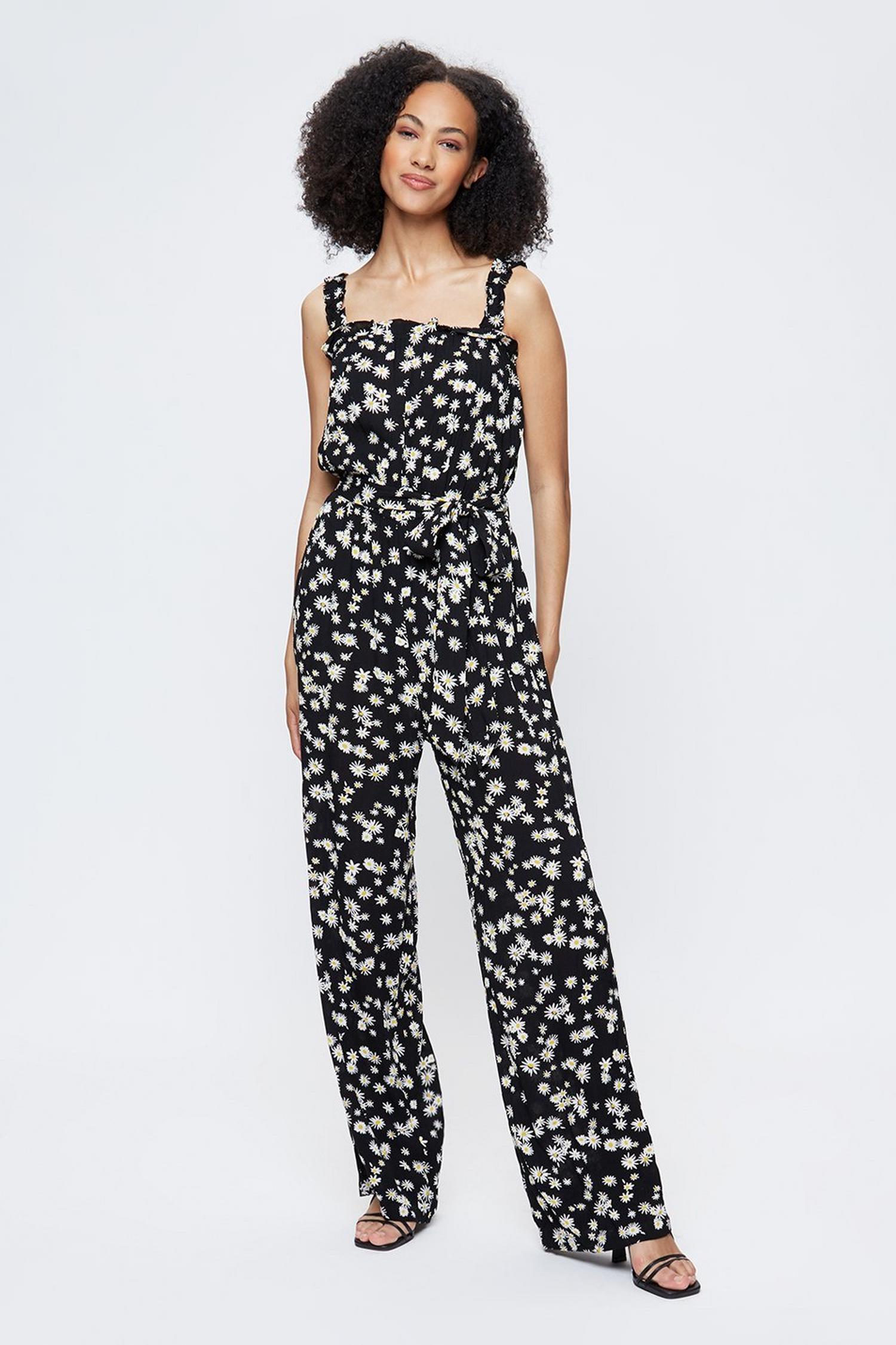 Tall Black Daisy Print Jumpsuit | Dorothy Perkins UK