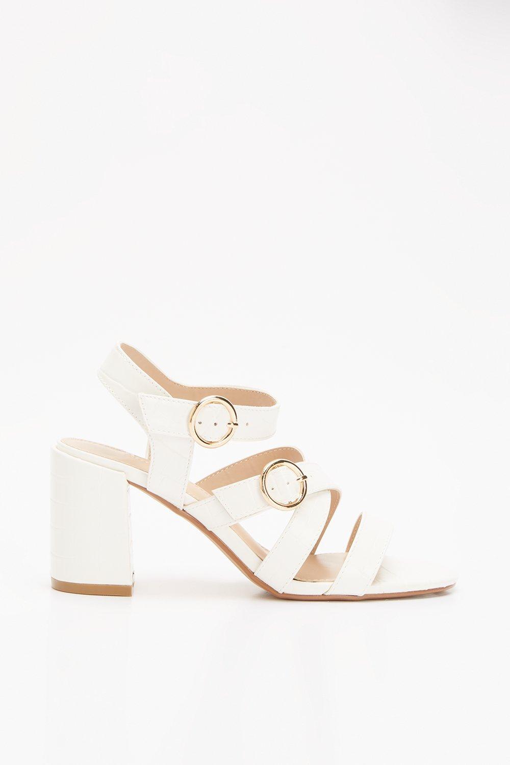 white wide fit block heels