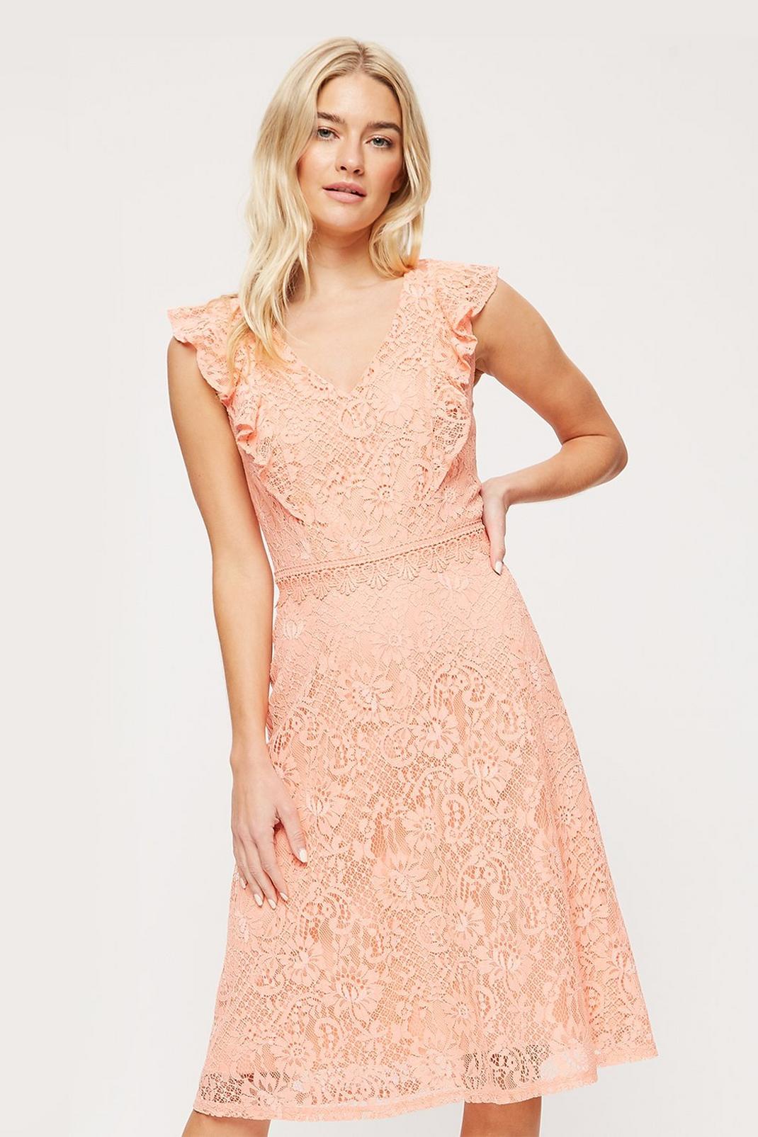 Peach Lace Mini Dress image number 1