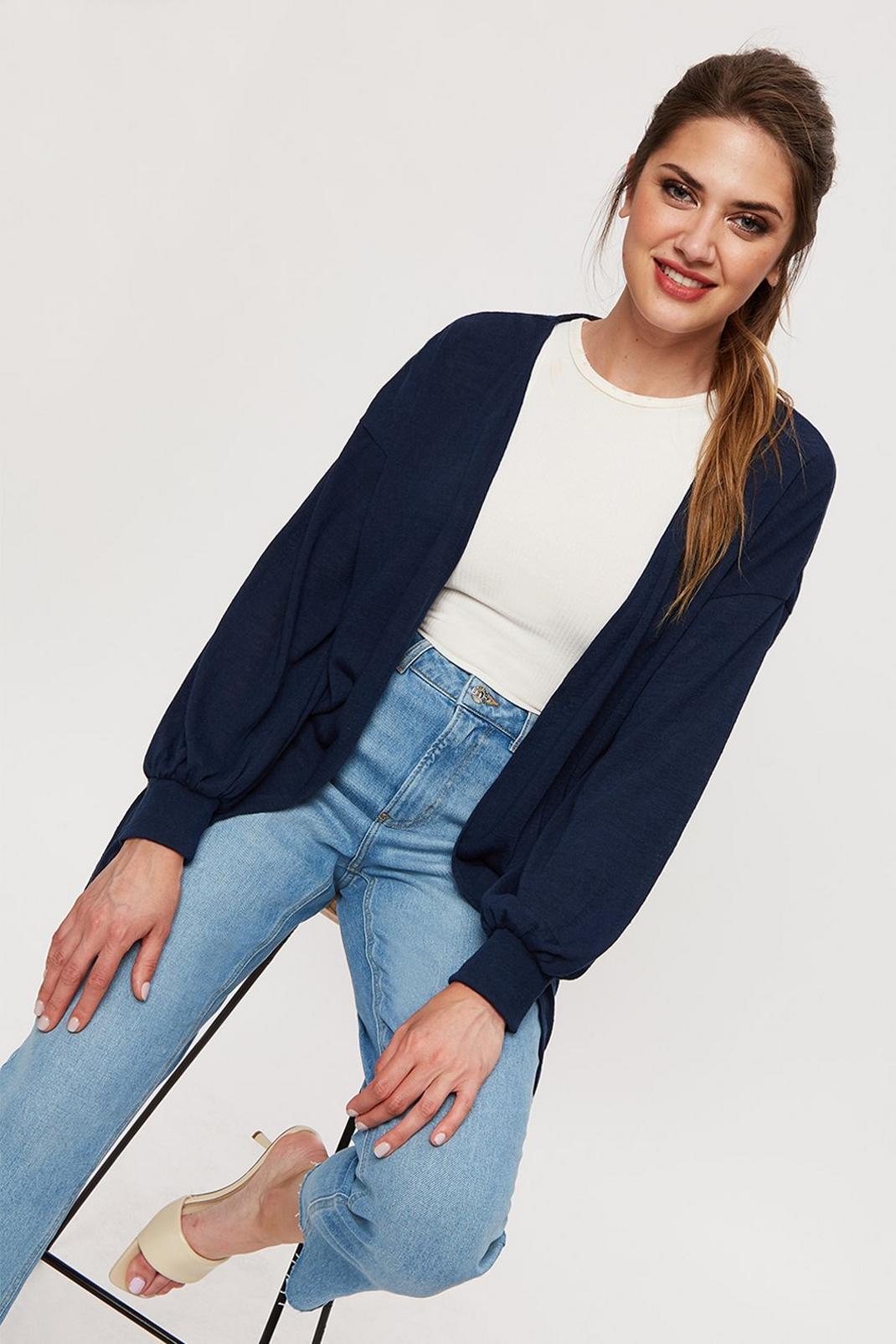 148 Tall Navy Long Line Cardigan  image number 2