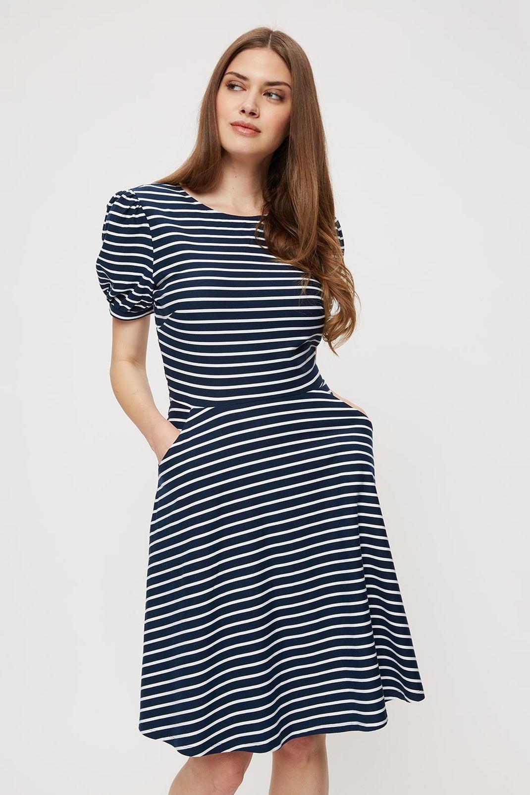 Tall Black Stripe T-shirt Dress image number 1