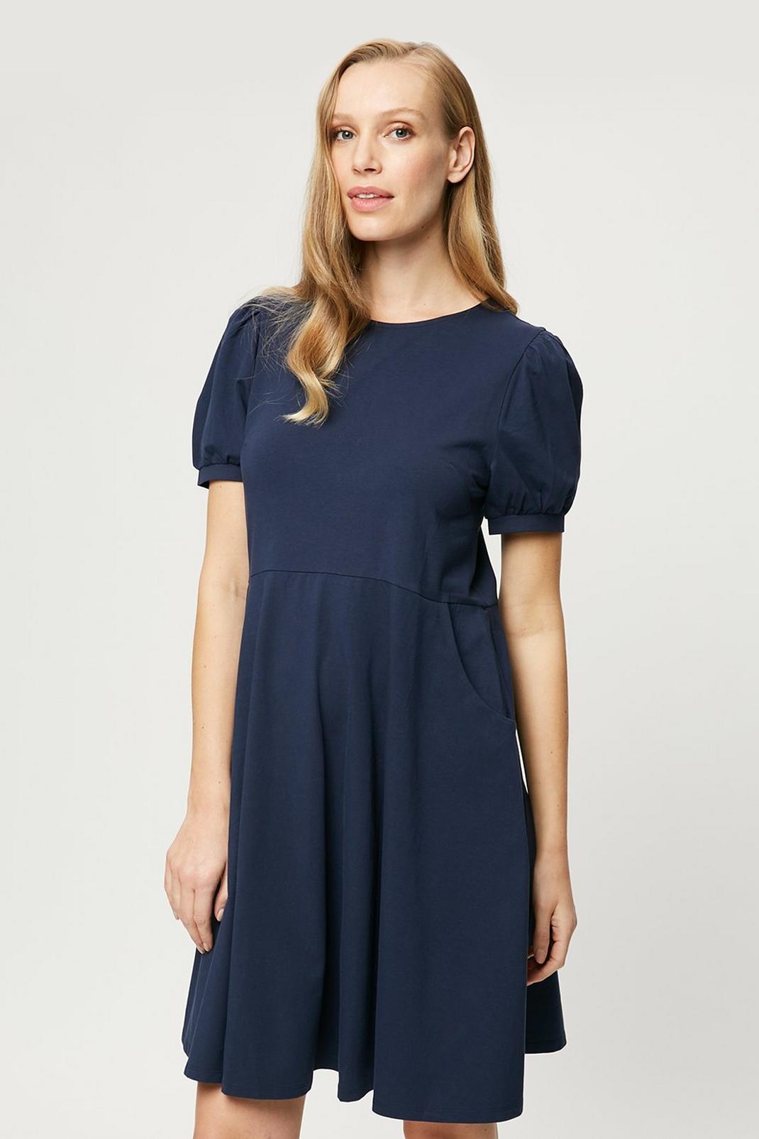 148 Maternity Navy Short Sleeve T-shirt Dress image number 1