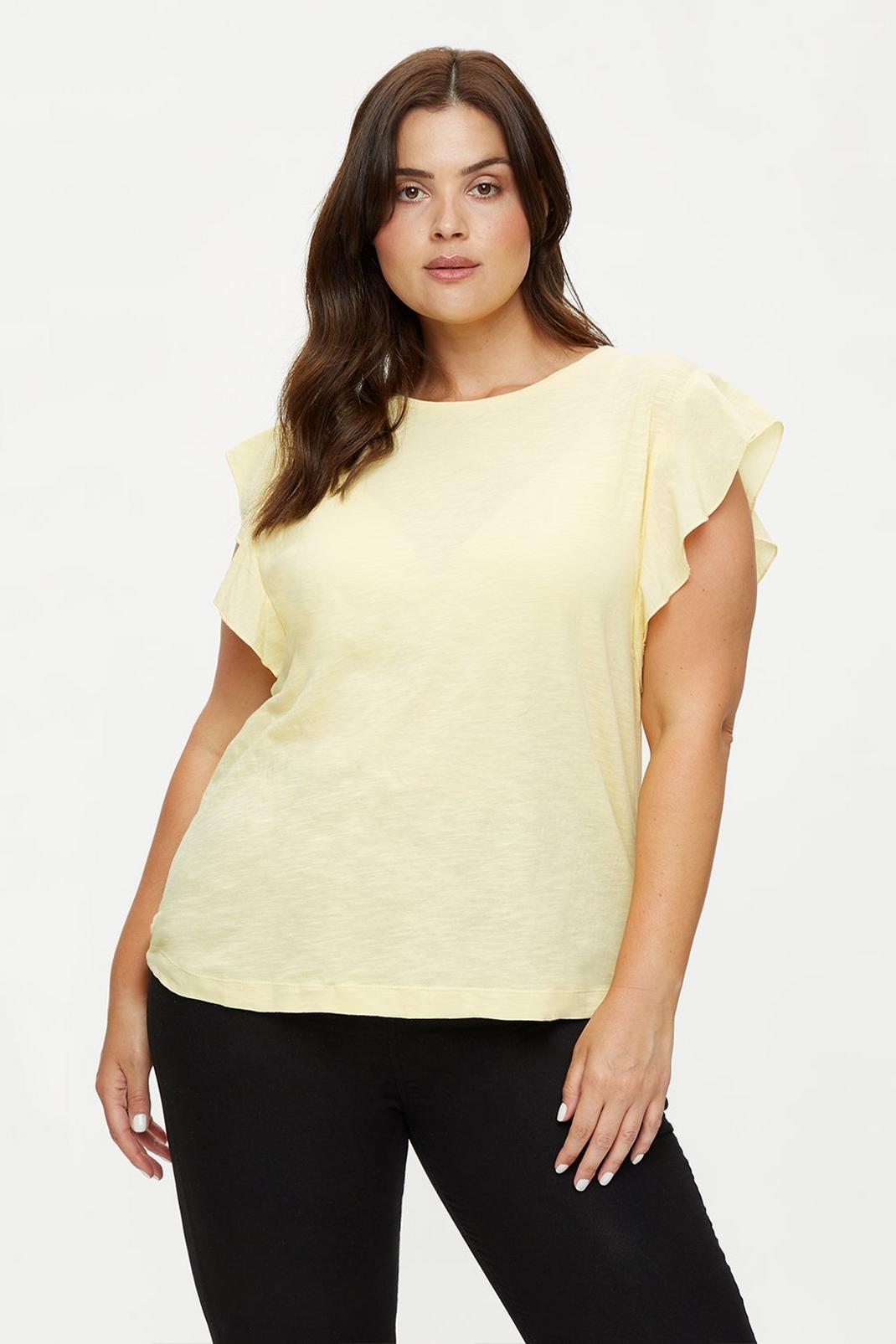 174 Curve Yellow Frill Sleeveless Top  image number 1