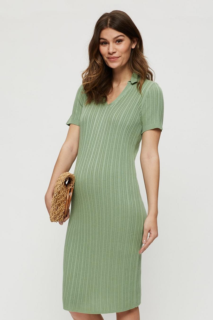 Maternity Sage Knitted Midi Dress