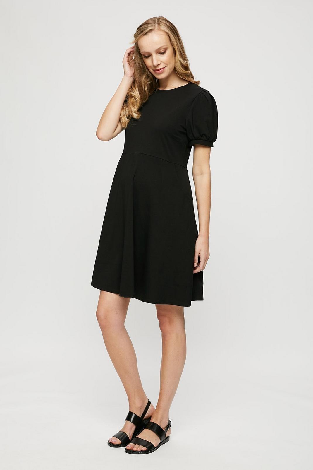 105 Maternity Black Short Sleeve T-shirt Dress  image number 2